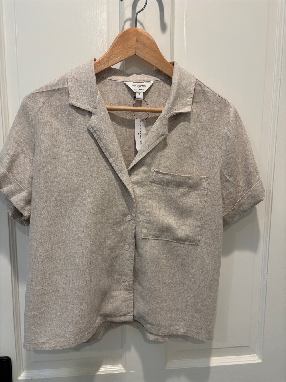 Banana Republic Women’s Short-Sleeve Linen Camp Shirt - Beige
